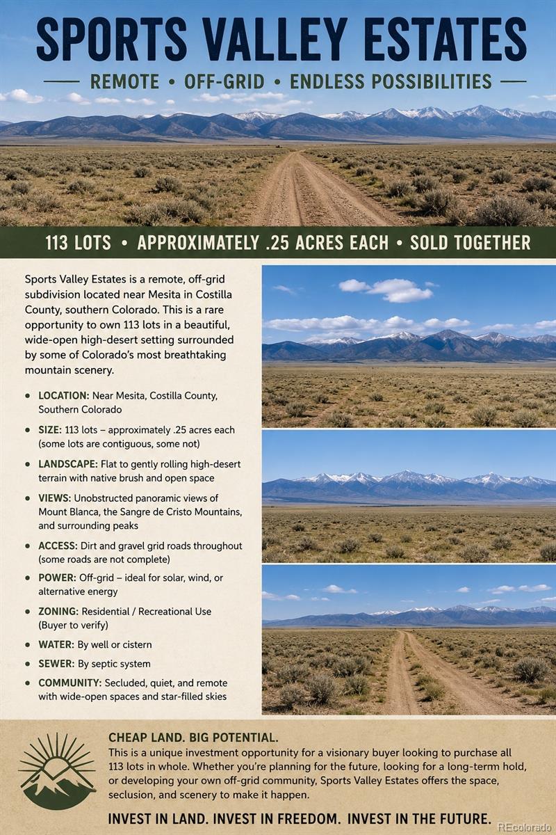 113 lots Sports Valley Est, Mesita, CO 81152