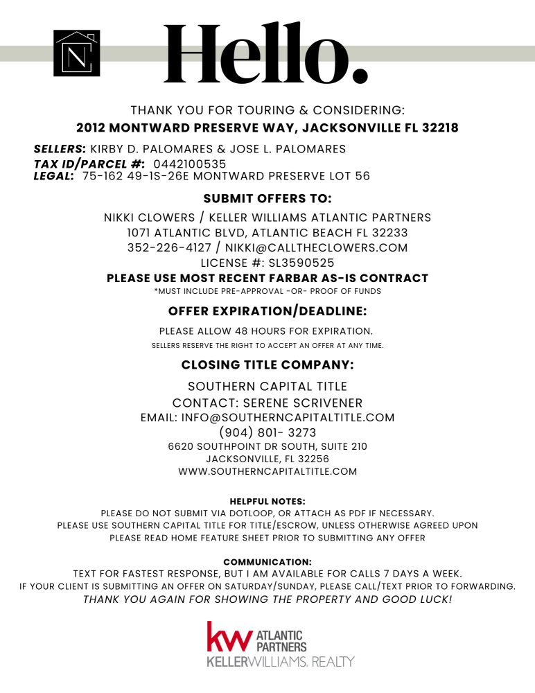 2012 Montward Preserve Way, Jacksonville, FL 32218