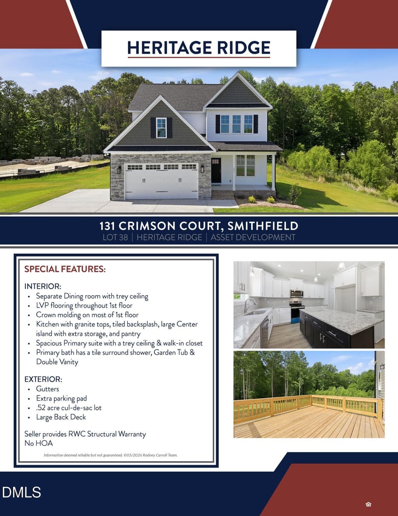 131 Crimson Ct Lot 38, Smithfield, NC 27577