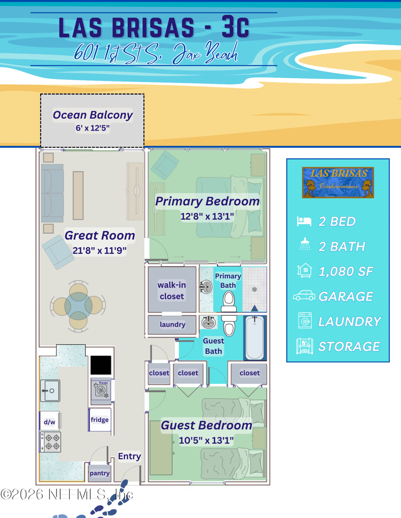 601 1st St #3C, Jacksonville Beach, FL 32250