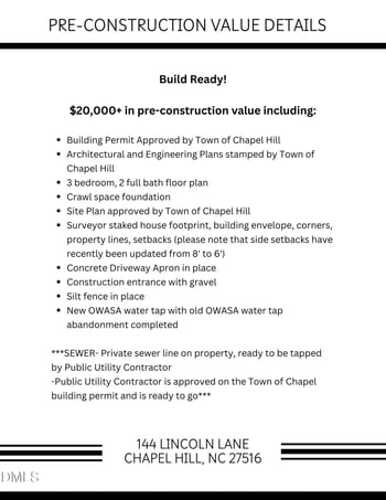 144 Lincoln Ln Lot 1, Chapel Hill, NC 27516