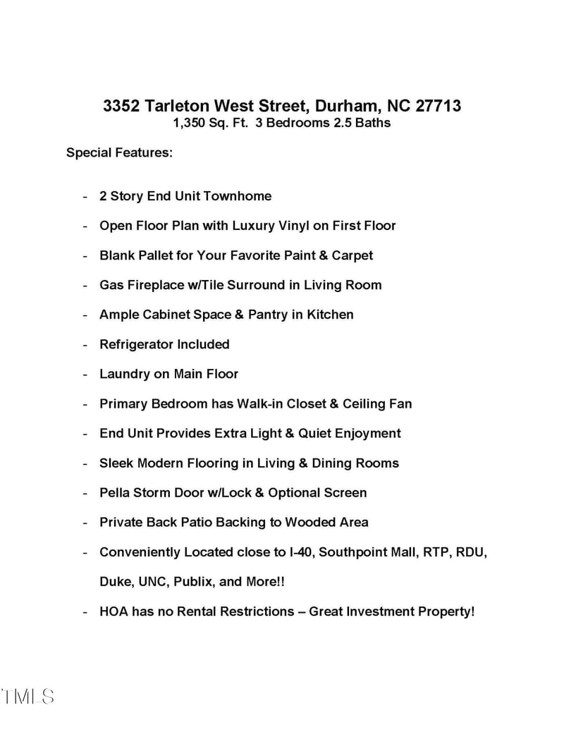 3352 Tarleton , Durham, NC 27713