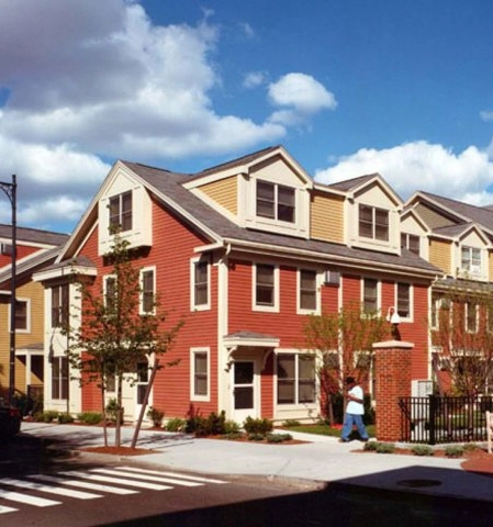 Legacy street-level photograph of Auburn Court buildings in Cambridge