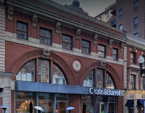Crate and Barrel storefront in the original Back Bay redevelopment report