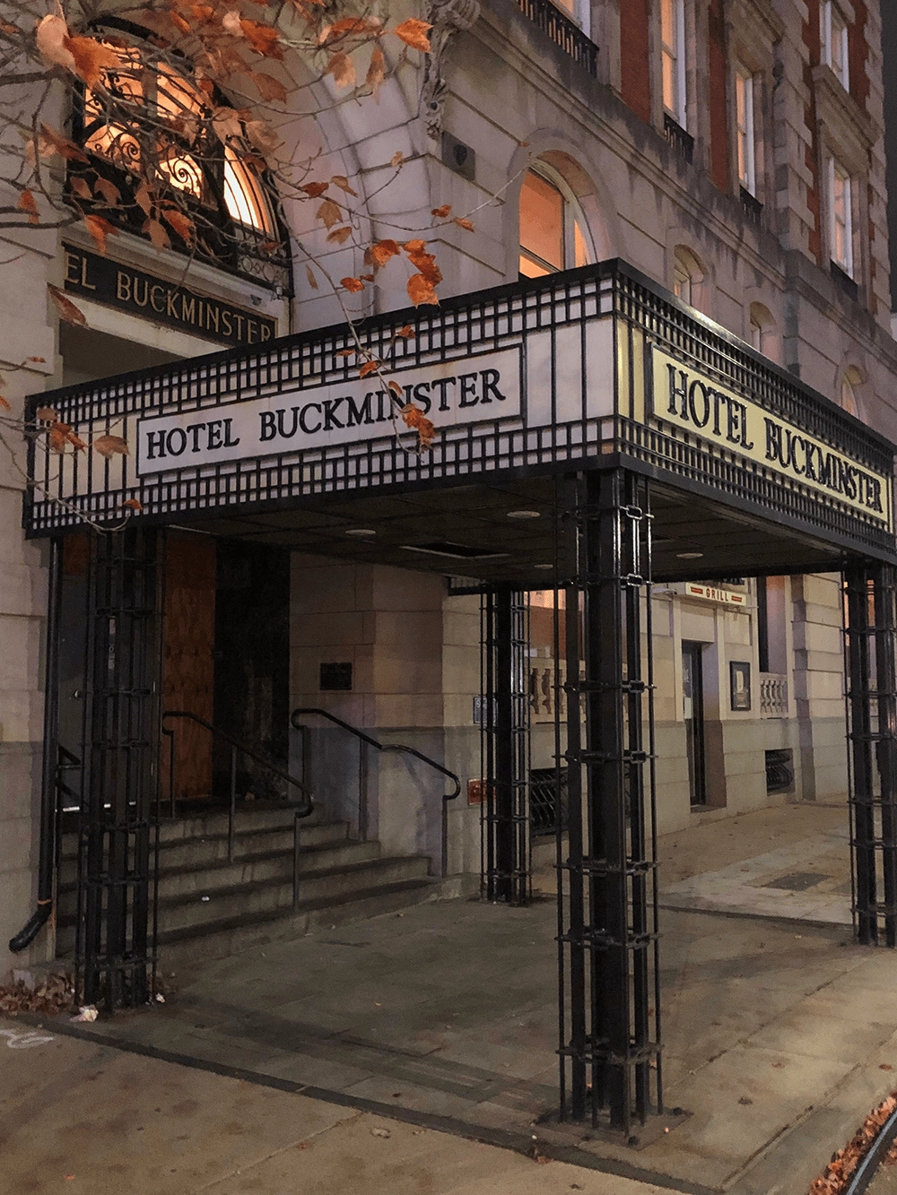 Hotel Buckminster entrance and marquee in the original acquisition report