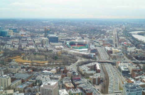 Stadium and surrounding buildings in the source Fenway proposal photograph