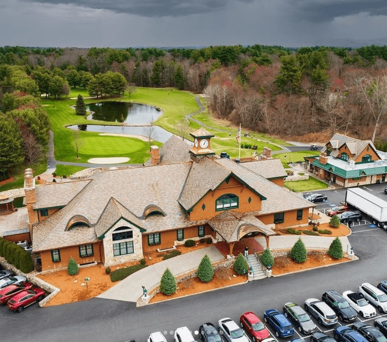 Original aerial view of the Tewksbury Country Club venue and grounds
