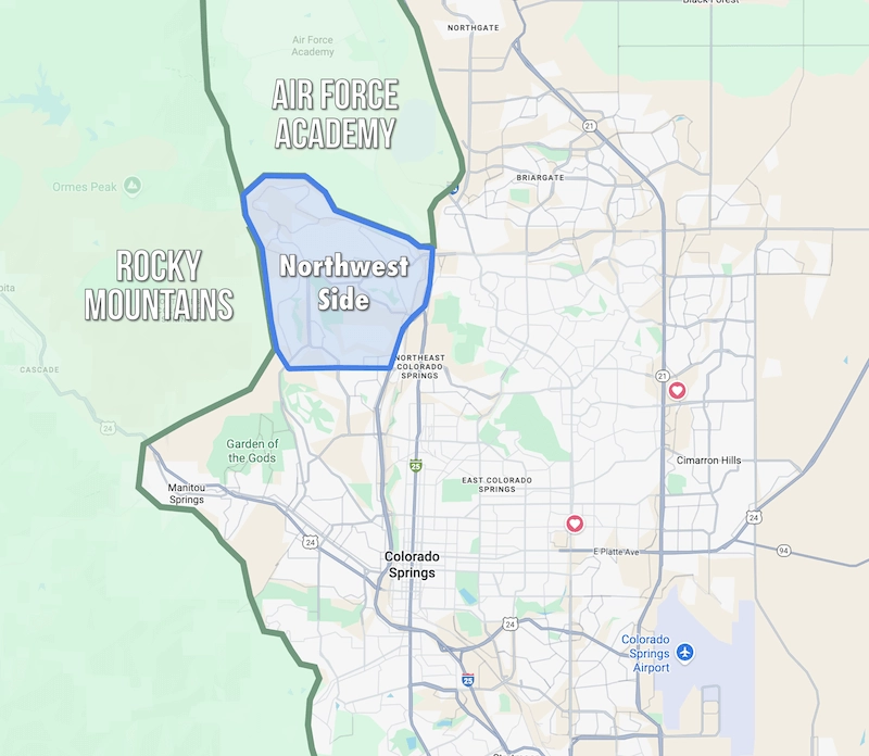 Map of Northwest Colorado Springs Area
