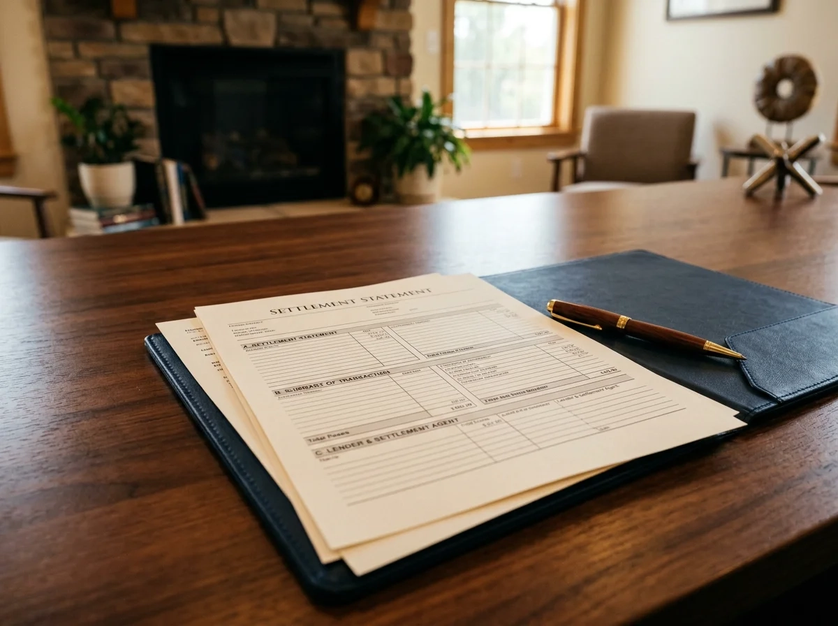 Settlement statement and pen at a North Carolina real estate closing
