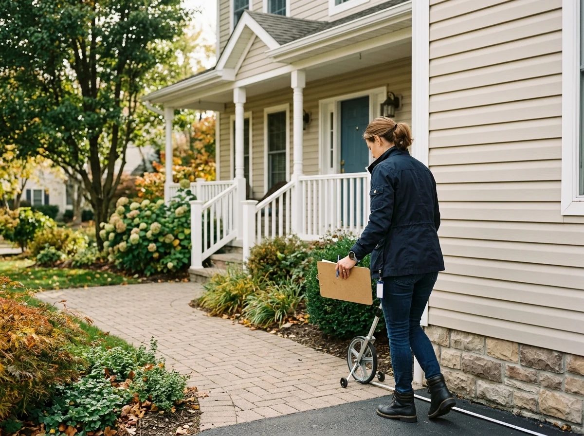 Independent appraiser measuring a home for an accurate FSBO price estimate