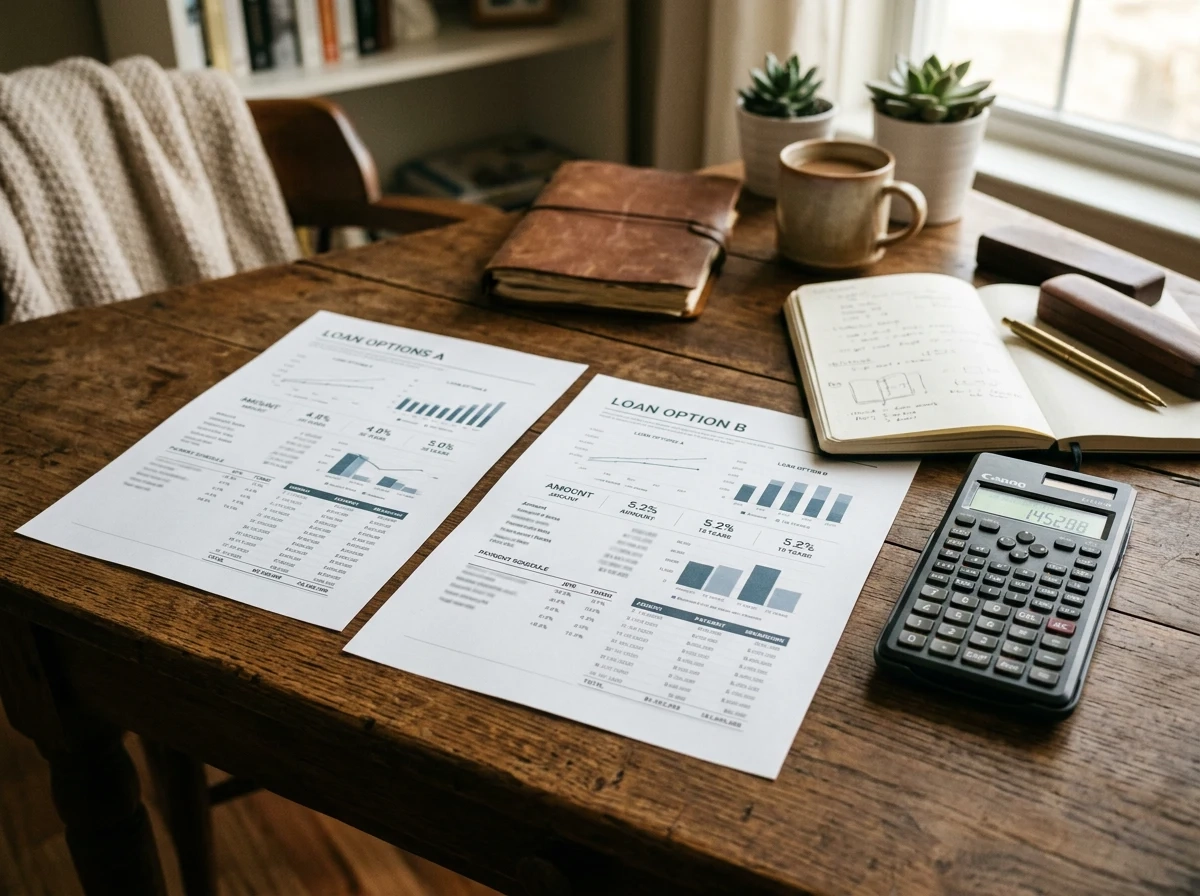 Side by side loan comparison documents for FHA and conventional mortgages