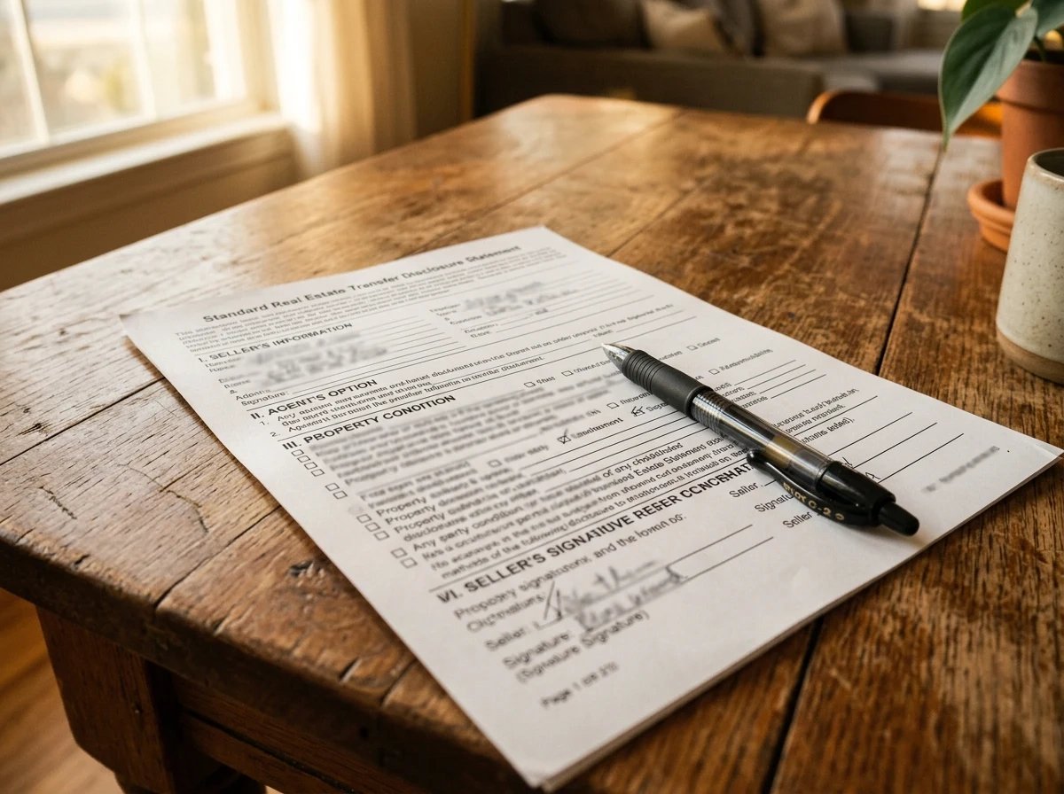 Homeowner signing a real estate contract without an agent present