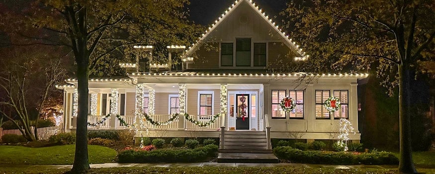 Home in Norton Commons with Christmas lights