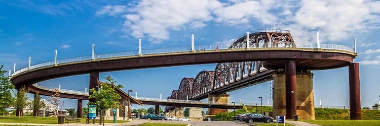 ground view of ramp for big four walking bridge