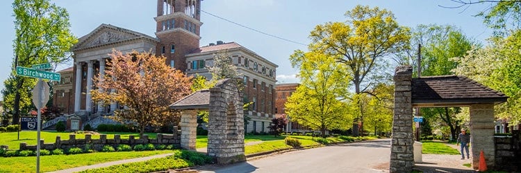 street corner view of crescent hill school
