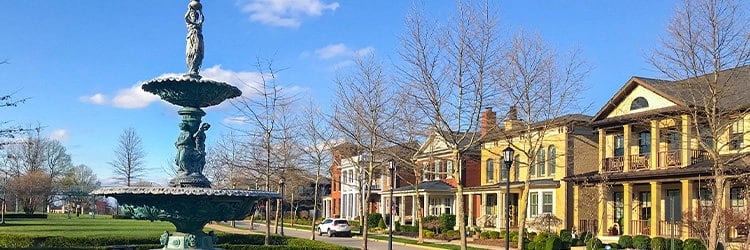 street view of fountain in Norton Commons