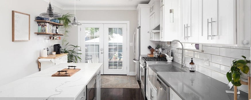 kitchen with white cabinets and stainless steel appliances