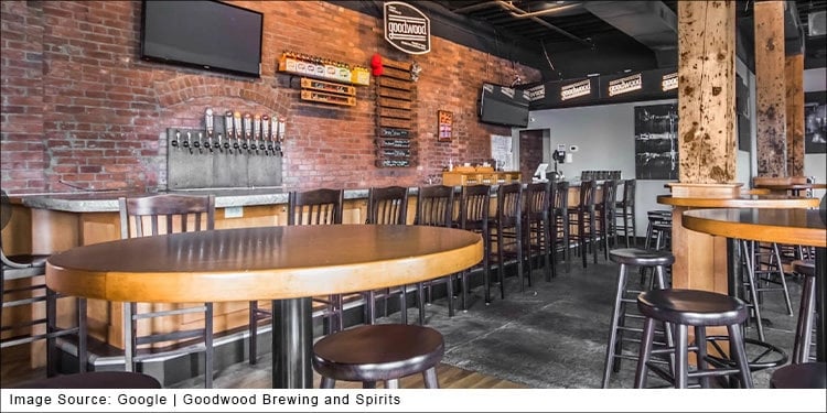 View of bar at Goodwood Brewing and Spirits