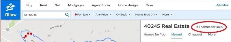 Screenshot of Zillow Louisville KY 40245