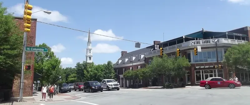 Franklin Street intersection in Chapel Hill, photographed in 2013