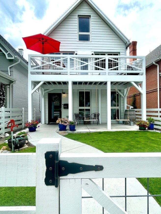 Gabled roof and covered porch reflecting Denver’s Victorian heritage