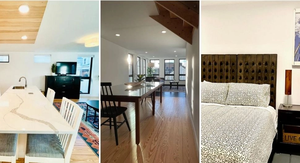 The Denver Longhouse Three boutique apartments at The Denver Longhouse — ground-floor, penthouse, and garden-level.