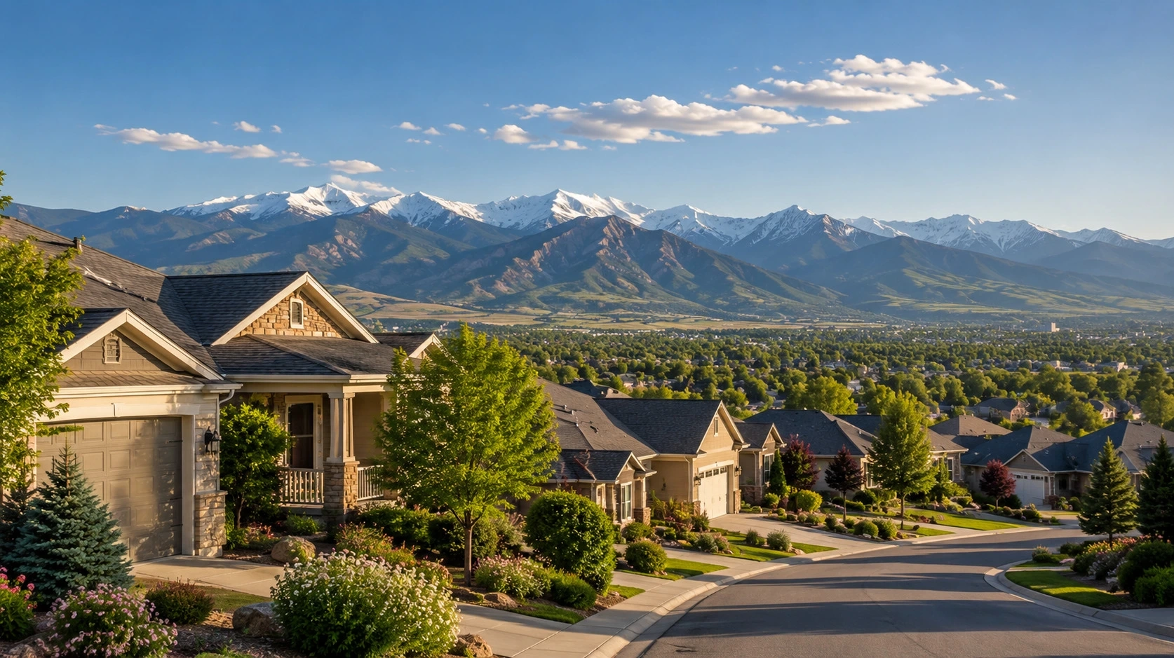Front Range Colorado neighborhood with mountain views, representing 55+ downsizing communities