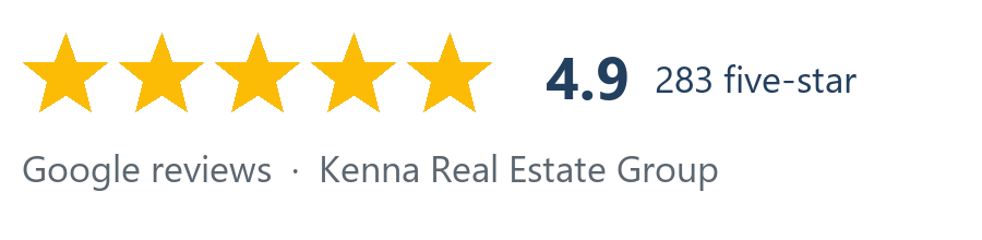 4.9 stars, 283 five-star Google reviews for Kenna Real Estate Group