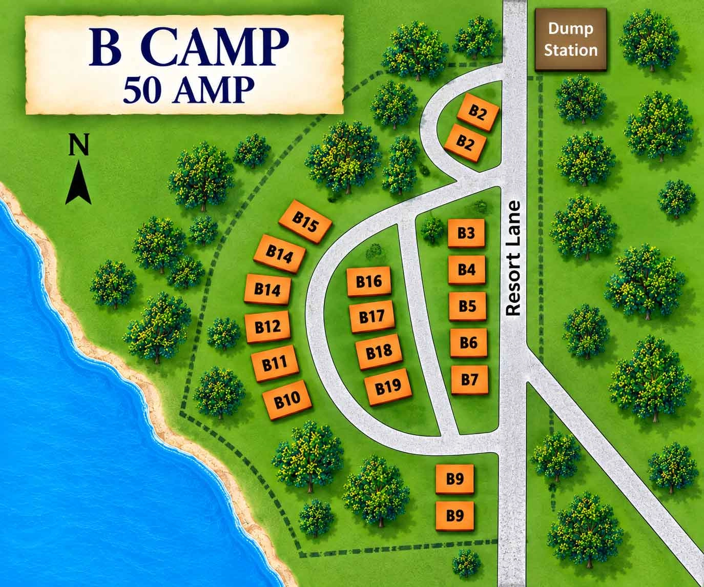 Bridgeview Marina and Resort B Camp site map