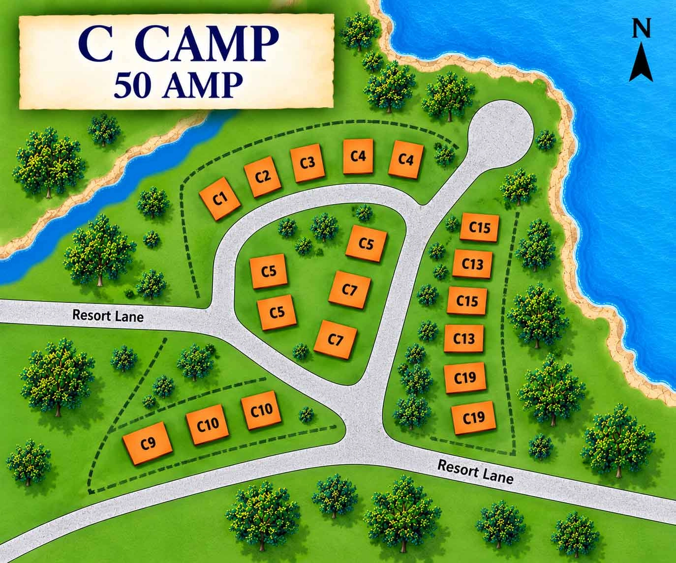 Bridgeview Marina and Resort C Camp site map