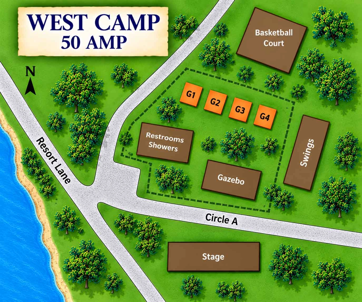 Bridgeview Marina and Resort West Camp site map