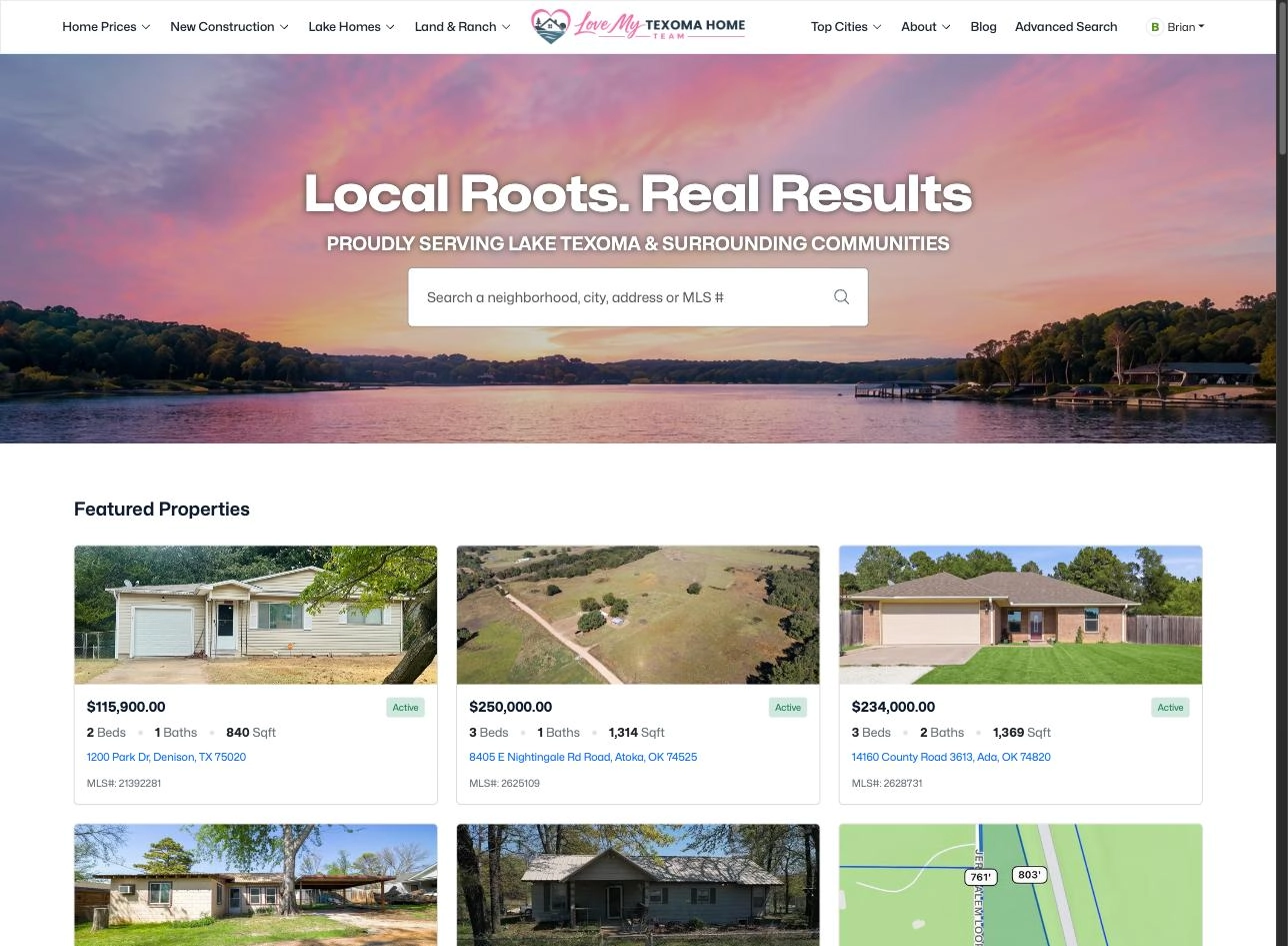 Love My Texoma Home website homepage