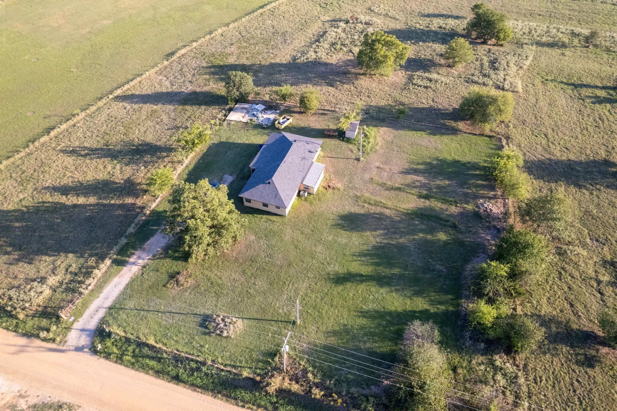 1682 Lemonhill Rd, Calera, OK – aerial view of the lot and surrounding land