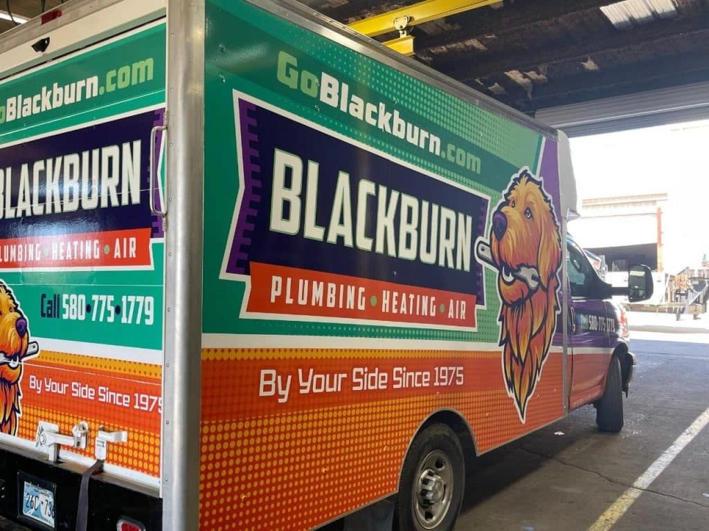 Blackburn Plumbing, Heating & Air service truck serving Durant, Sherman and Denison