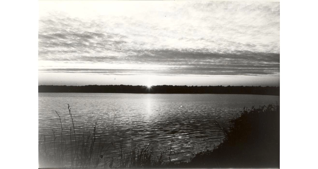 Sunset over Lake Davy Crockett in the Caddo National Grassland, Fannin County, Texas (historic U.S. Forest Service photo)