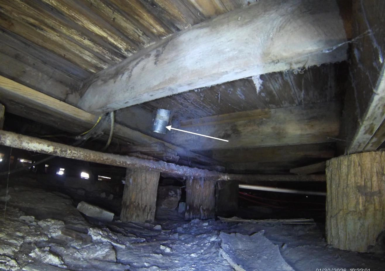 Dryer vent ending inside a crawlspace, found during an Ivy League Home Inspections inspection in the Texoma area