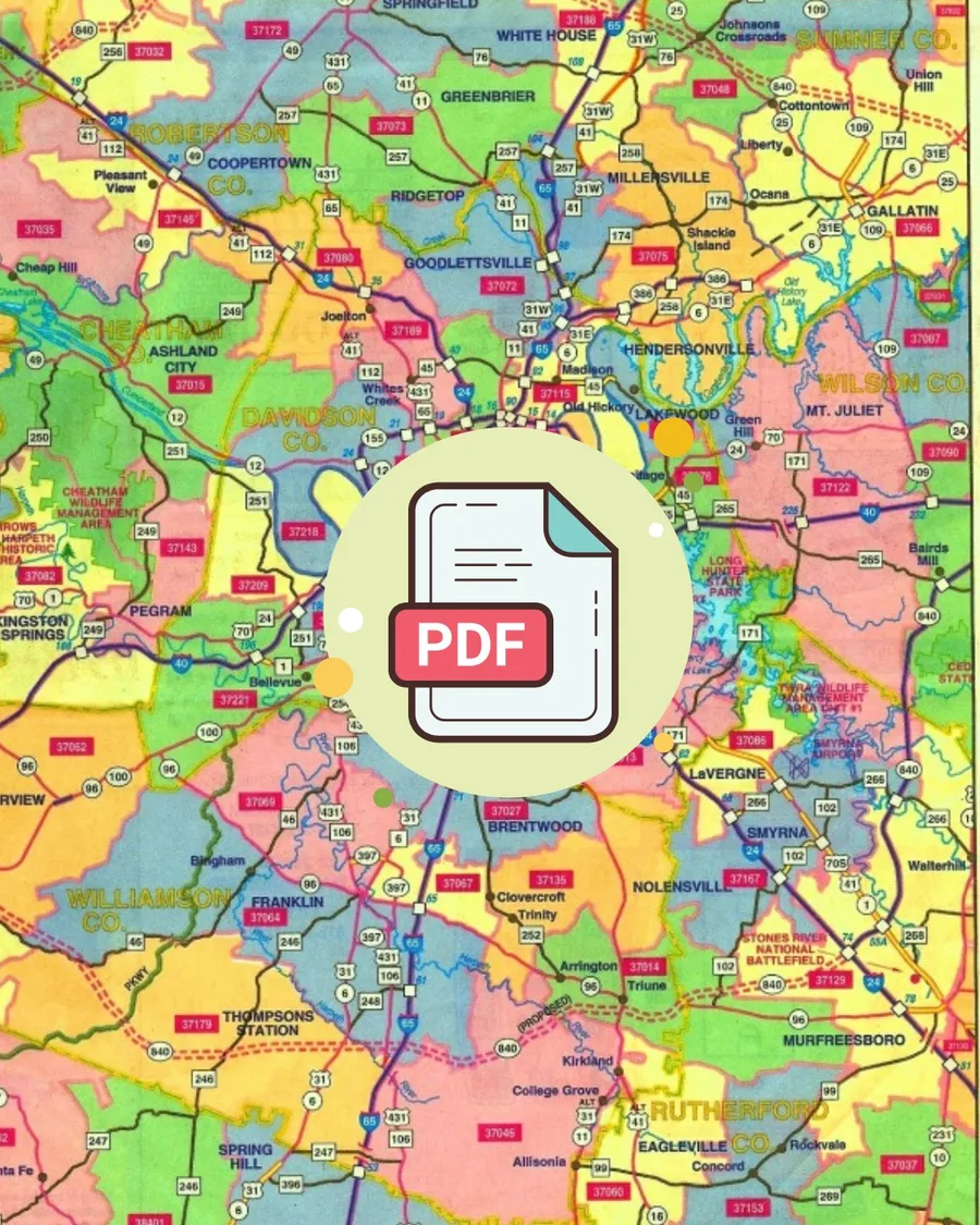 Nashville ZIP Code Map