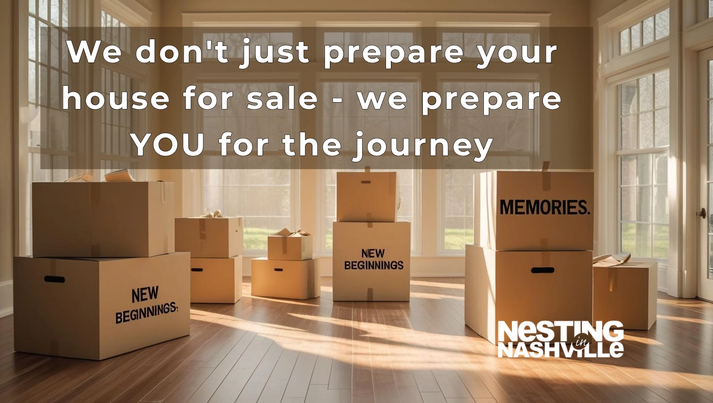 Moving boxes in bright Nashville home - We prepare you for the selling journey