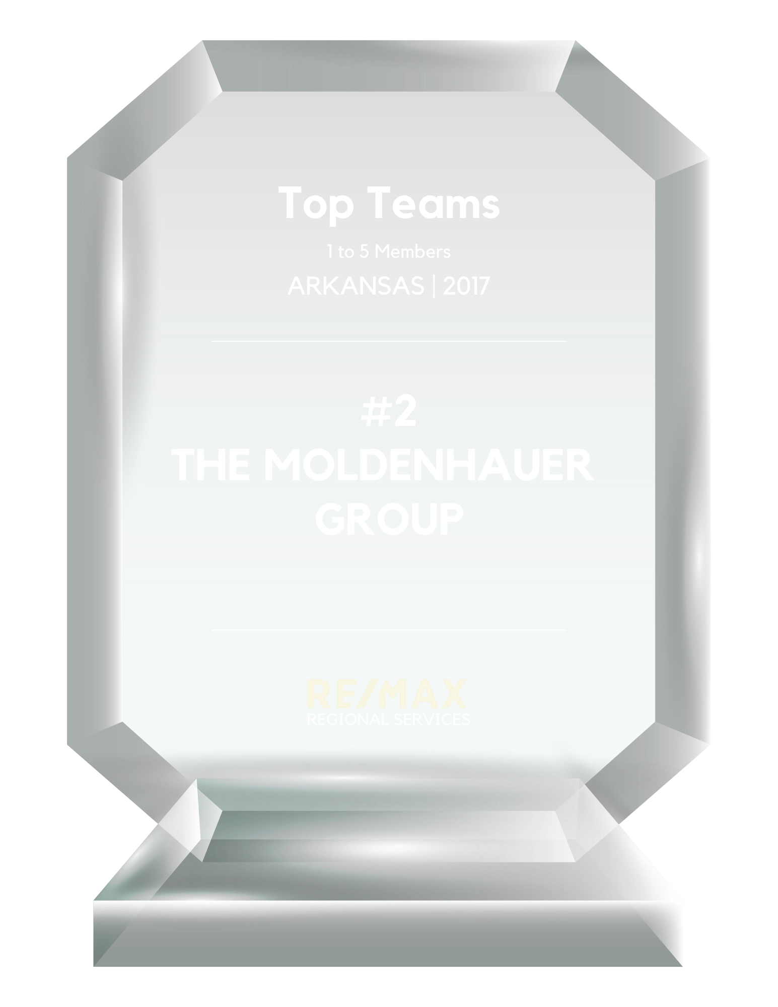 2017 RE/MAX Arkansas #2 Top Teams award presented to The Moldenhauer Group