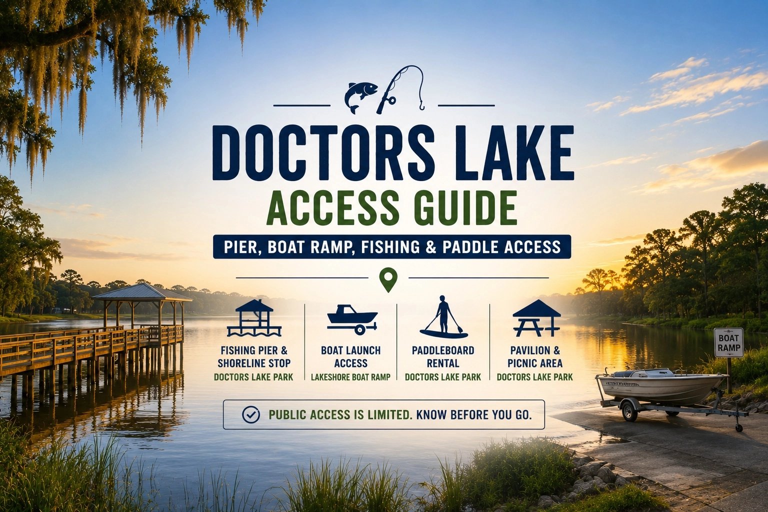 Doctors Lake in Fleming Island: Public Access, Boat Ramps, Fishing Piers, and Shoreline Parks