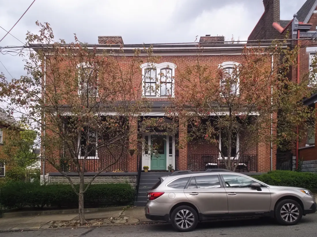 Classic brick rowhouse architecture along Fisk Street in Lawrenceville