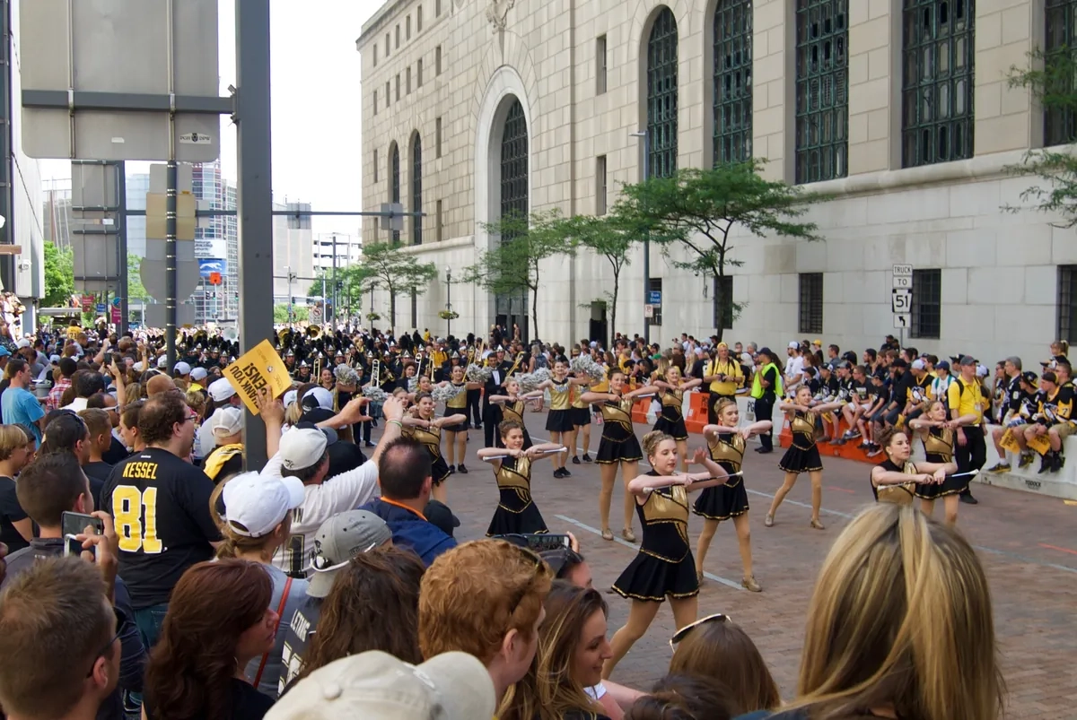 North Allegheny High School Marching Band performing at athletic event