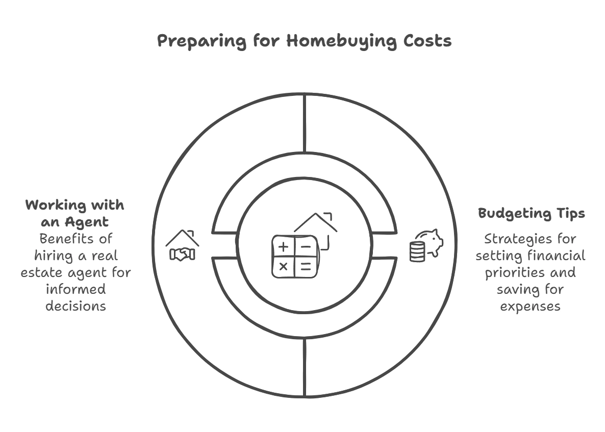 How to Prepare for Hidden Homebuying Costs Checklist-style infographic detailing steps to prepare for hidden homebuying costs.
