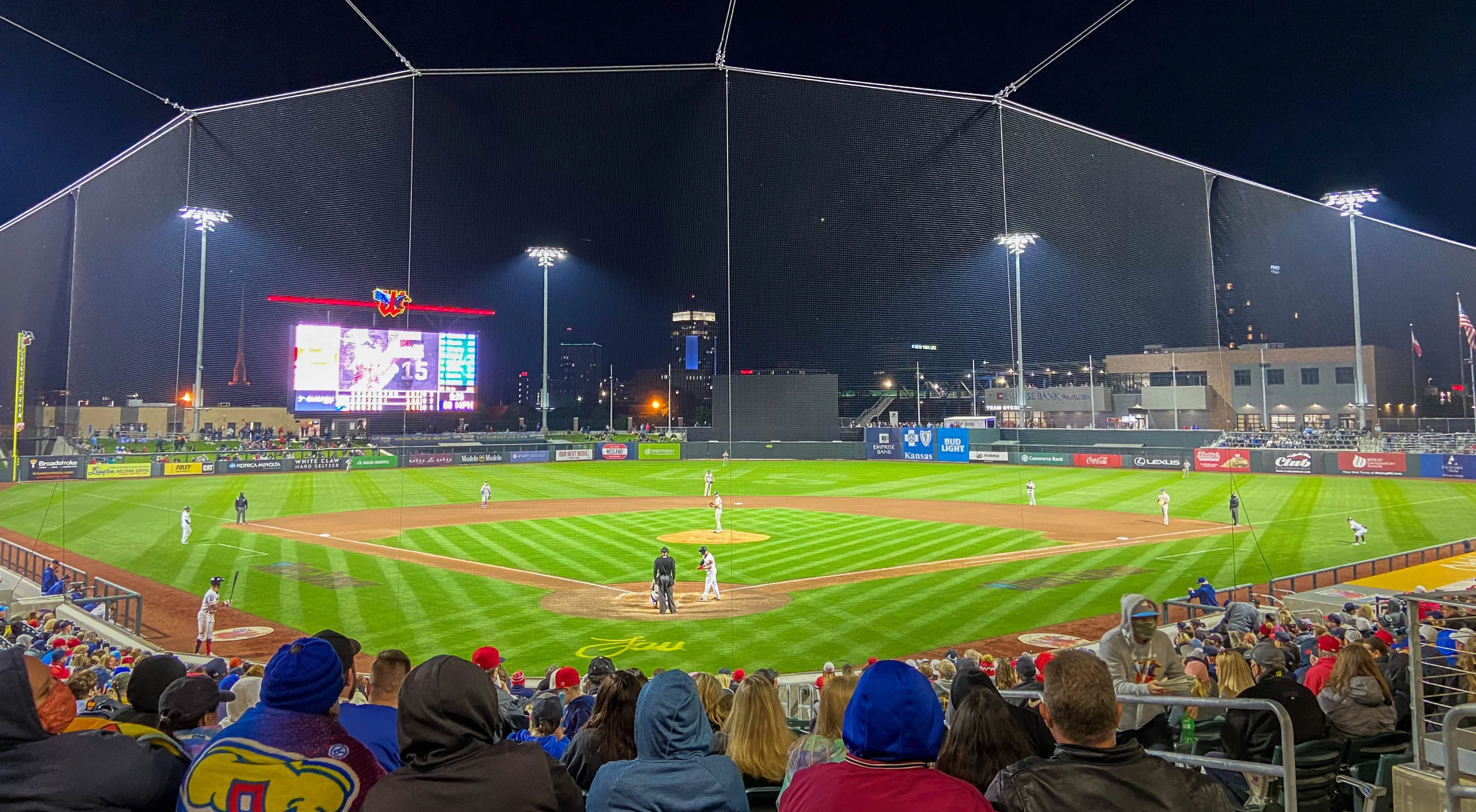 Riverfront Stadium at night An image of the Riverfront Stadium from behind home plate at night