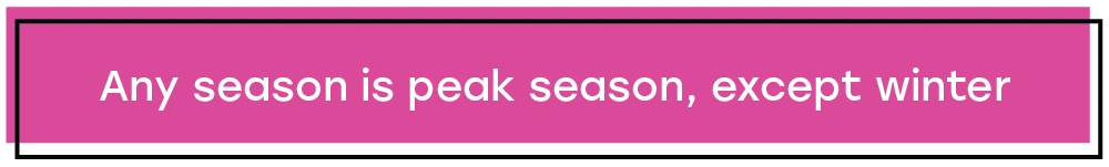 Any season is peak season, except winter Text that says