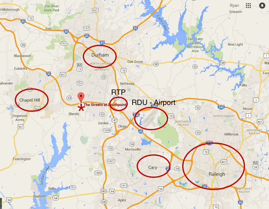 Southpoint Neighborhood in Durham, NC Location 