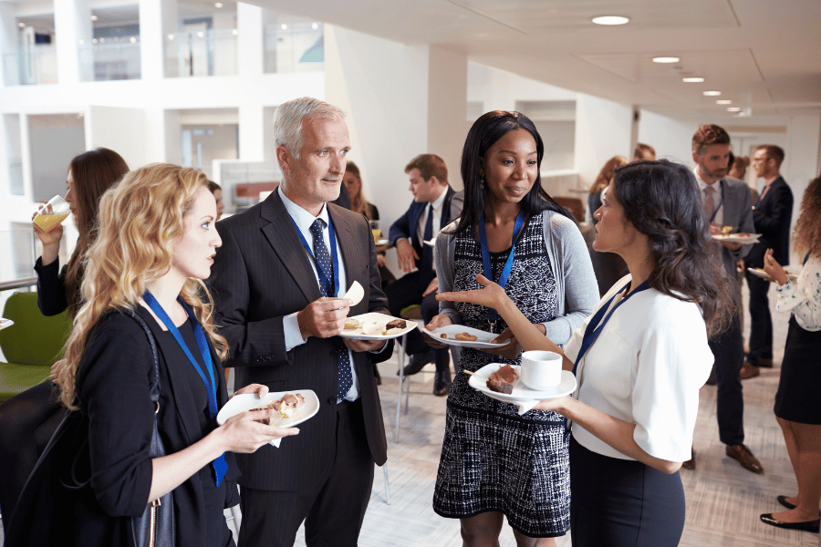 group of real estate agents attending a networking event to meet others