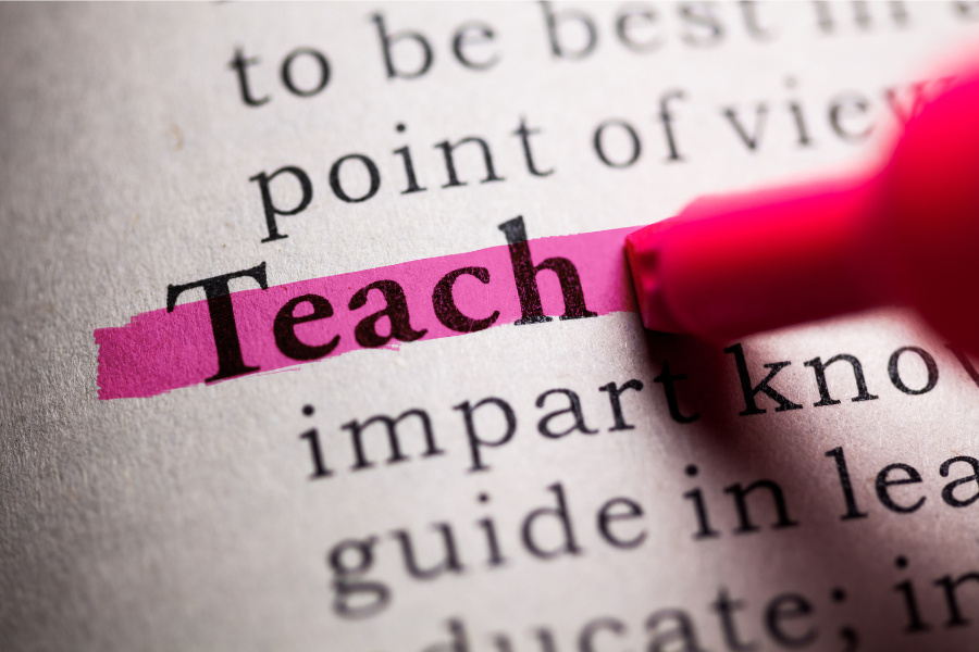Word teach with pink highlighter highlighting the text