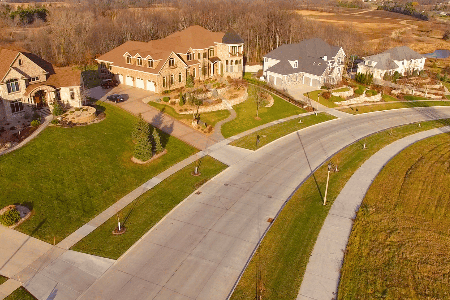 Wealthier homes in a neighborhood in Cary, NC