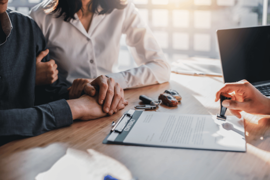 young couple getting approved for a mortgage 